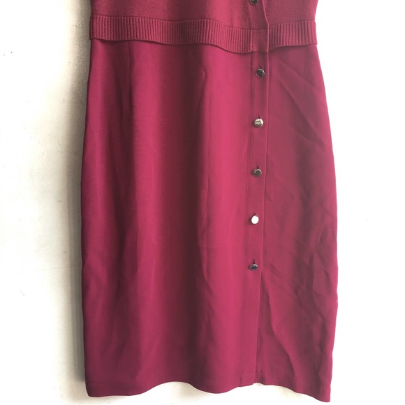 ALTUZARRA Jefferson Dress Burgundy Knit Button Midi - Picture 6 of 7